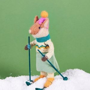 Anthropologie Skiing Llama Felted Ornament